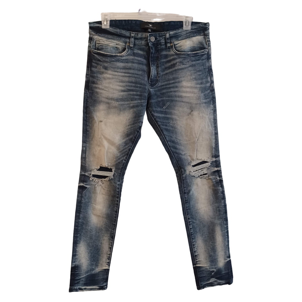 Jordan Craig Legacy Edition Blue Ripped Denim Tapered Leg Mens Jeans Size 36/34